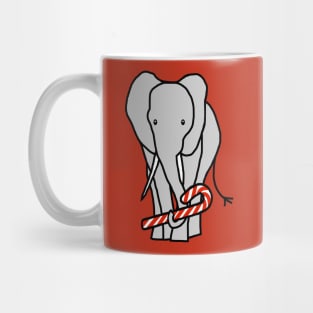 Christmas Elephant holding Candy Cane Mug